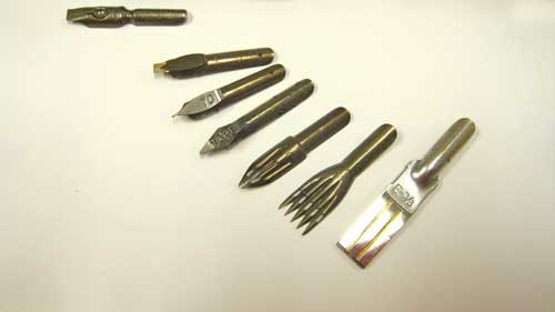 Mitchell, Brause, TO, Tape, Scroll, 5-Line Nibs and Steel Brush